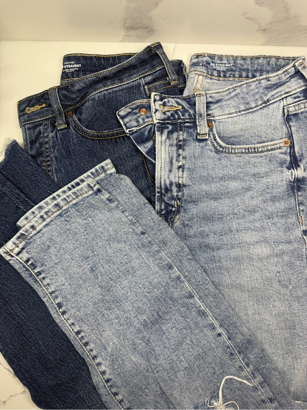 Old Navy Straight Leg Jeans - Dark Blue & Light Blue Washes